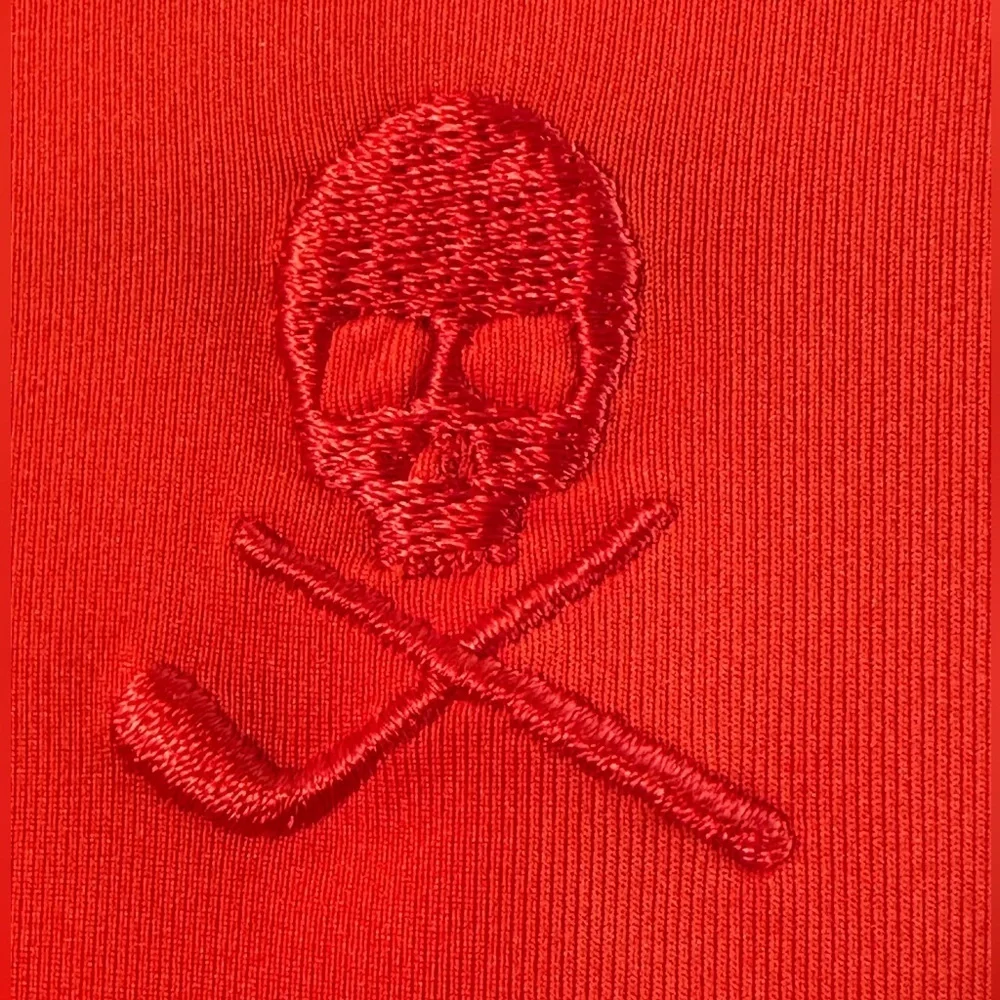 ROBERT GRAHAM 2XL Orange Performance Golf Polo Short Sleeve Skull and Cross Club - Picture 10 of 10